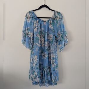 Elena Baldi Silk Blend Ruffle Floral Dress Medium
